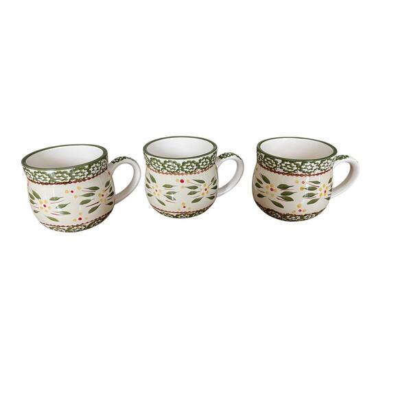 Set of 3 Temp-tations Old World Green 12 oz Mugs - Picture 1 of 12